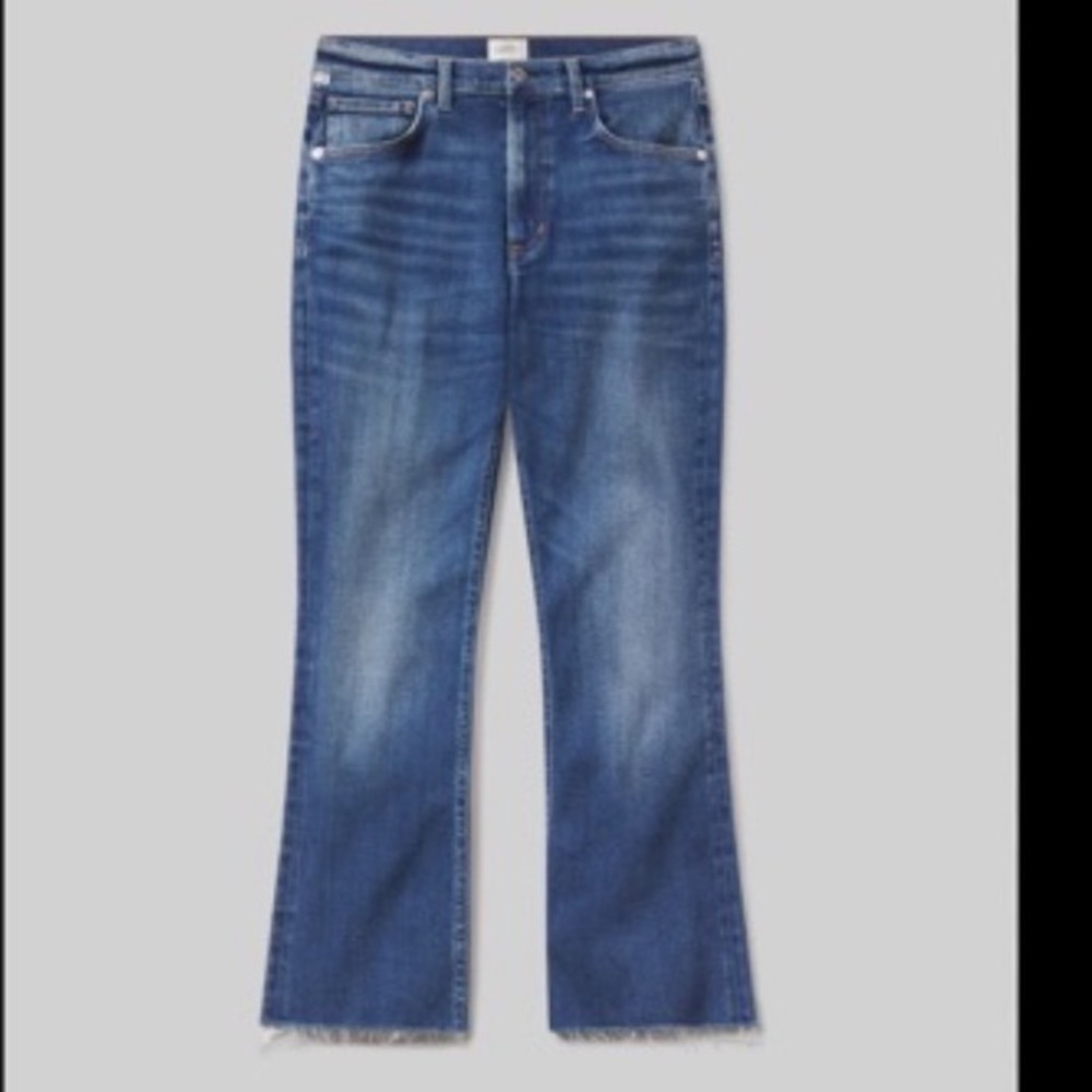 Citizens of Humanity Isola Cropped Bootcut Jeans Blue Raw Hem High Rise 29